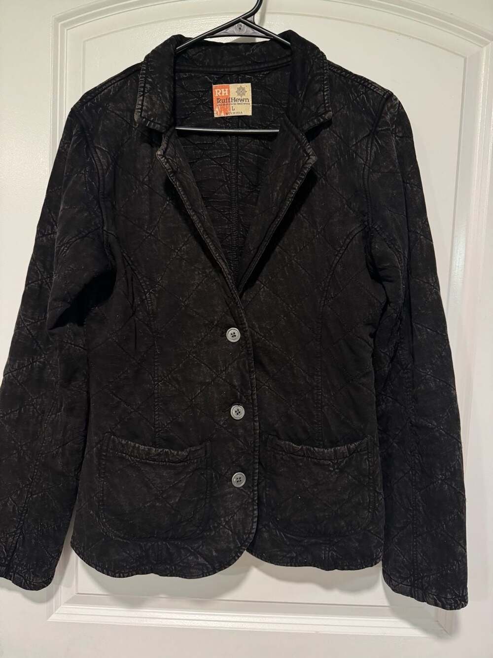 Quilted Textured Black Utility Jacket Casual Lightweight Boho Lagenlook